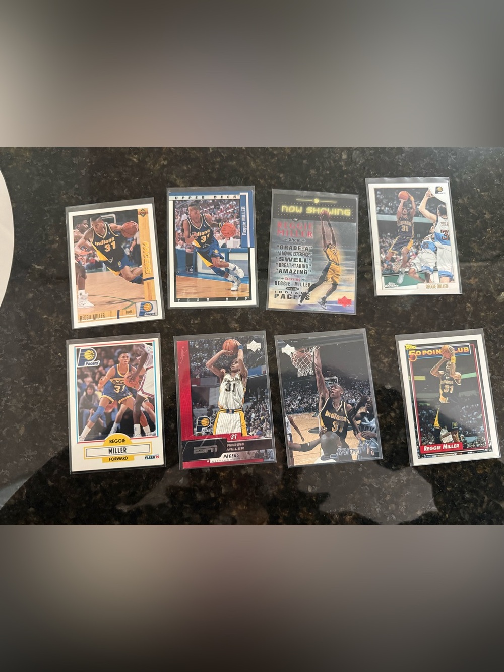 8 card lot Reggie Miller Basketball Card Lot - Yellow & Black Pacers Cards
